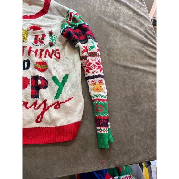 Ugly Christmas Sweater XXL 19 Merry Everything Nobo No Bo Sweater Party - Picture 2 of 6